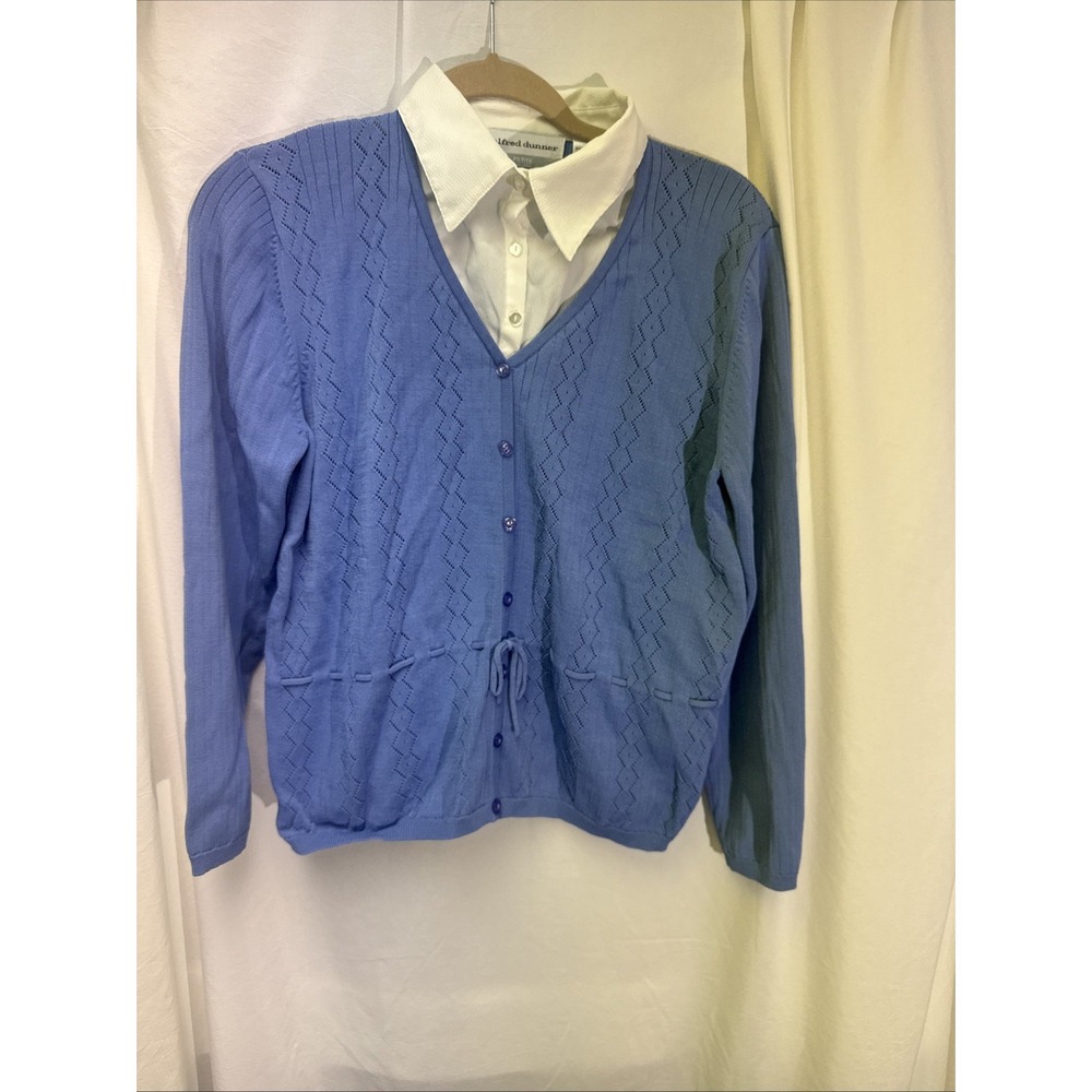 NWOT Alfred Dunner Petite Large 2‎ in 1 Cardigan Collared - Whimsy Cottage Core